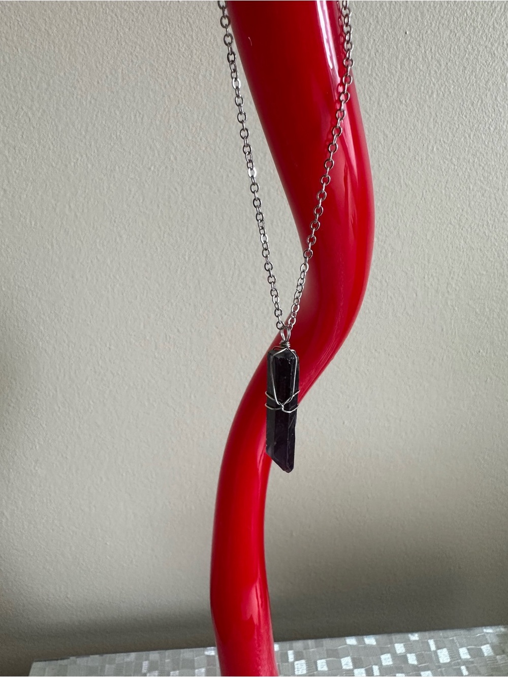 2 for 20 Silver Chain Necklace with purple Wrapped Crystal Pendant